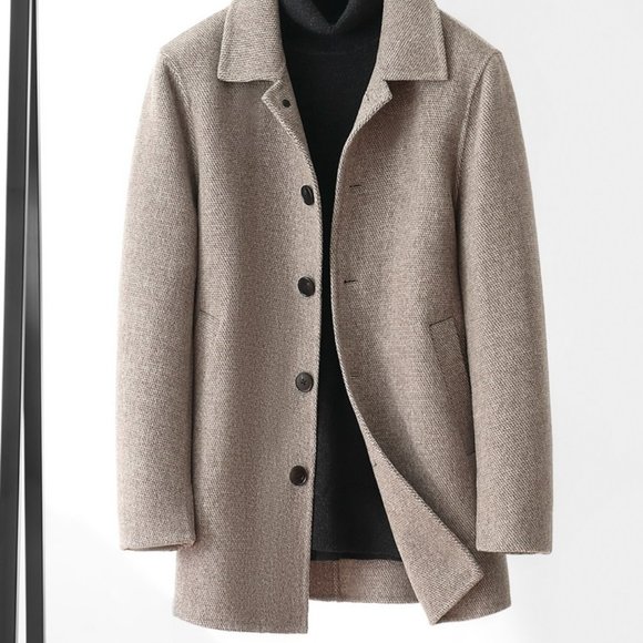 Double-faced cashmere overcoat thickened for men's middle length